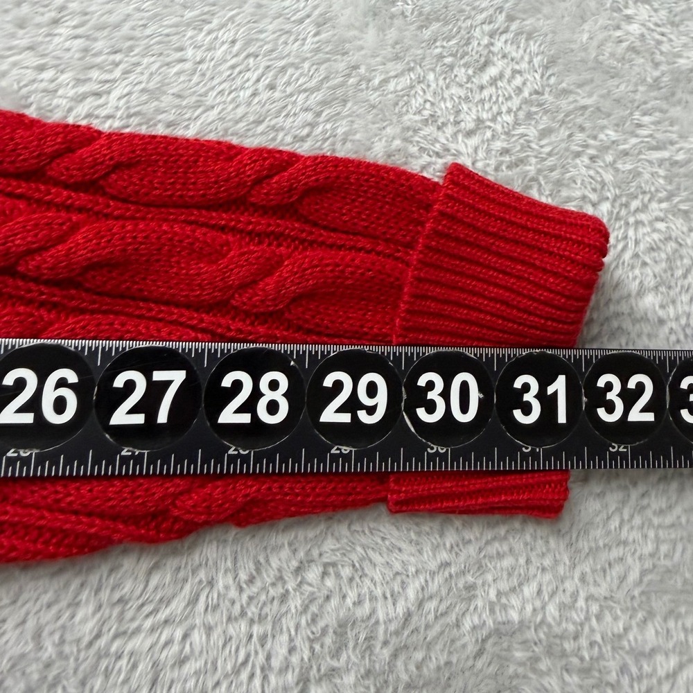 Ralph Lauren Cardigan Women Medium Oversized Fits XL Red Cable Knit Sweater - Picture 5 of 10